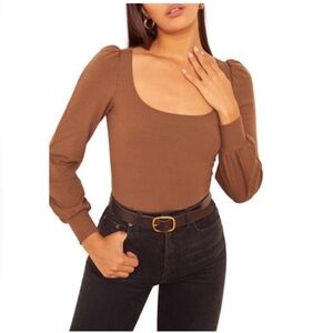 Reformation Vita Brown Long Sleeve Top